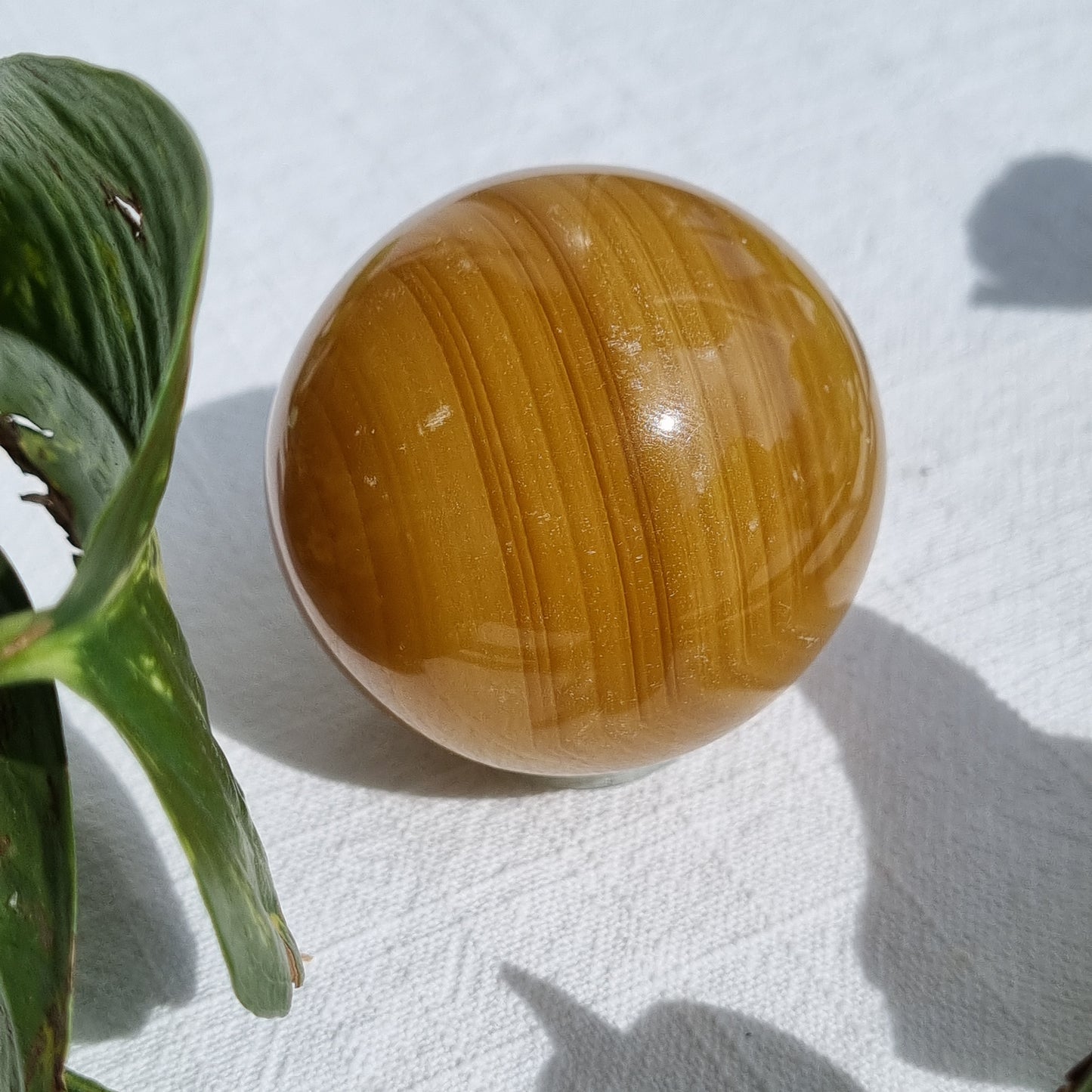 Yellow Calcite Sphere - India - Sparrow and Fox