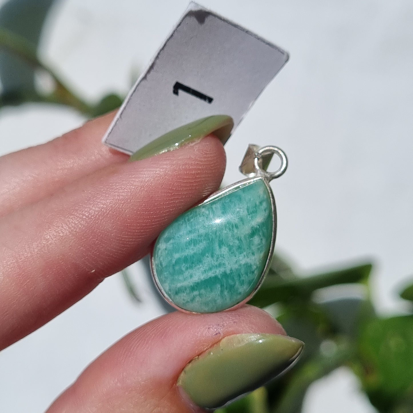 Amazonite Cabochon Sterling Silver Pendant - Sparrow and Fox