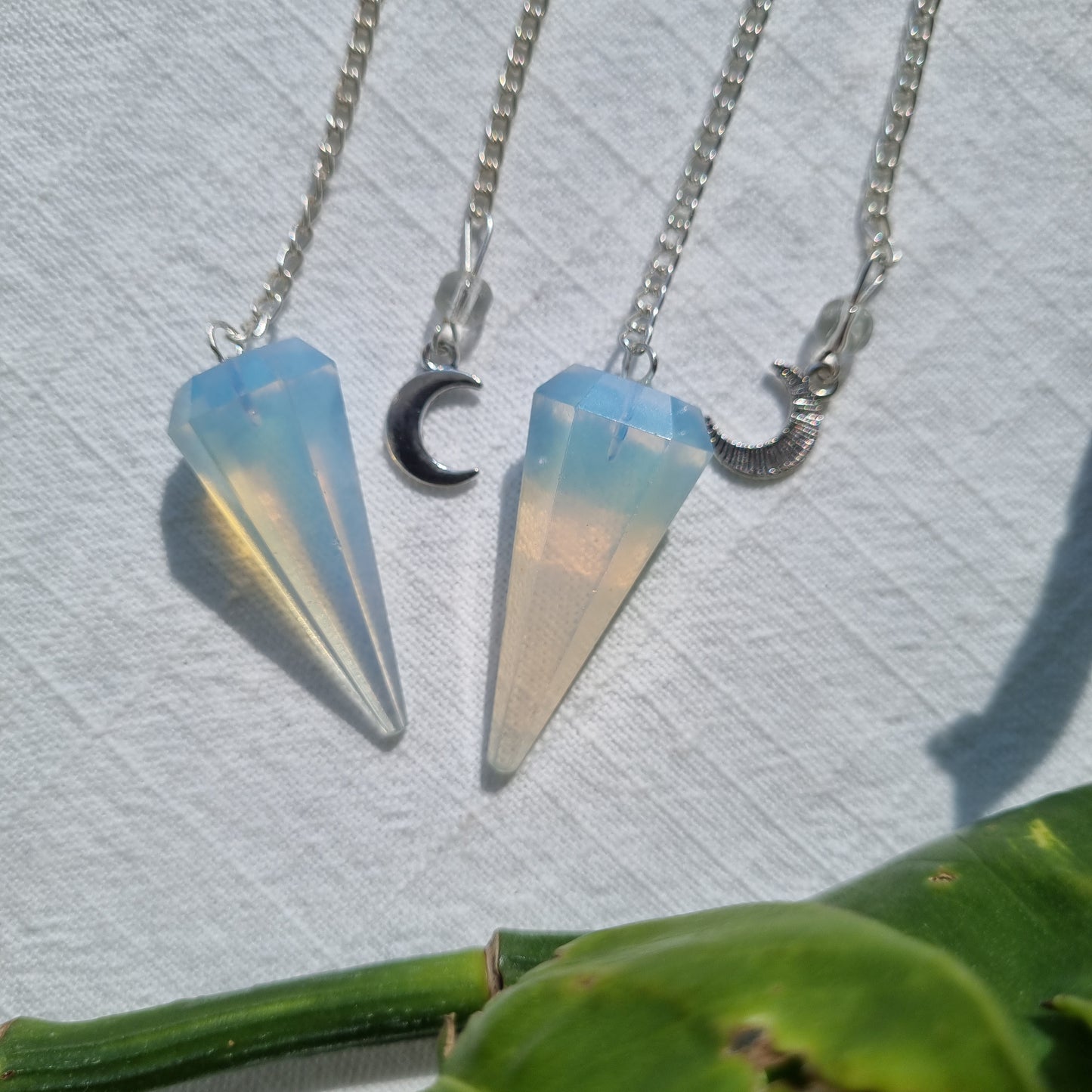 Opalite Pendulum - 6 Faceted with Moon Charm - Sparrow and Fox