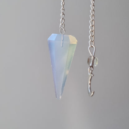 Opalite Pendulum - 6 Faceted with Moon Charm - Sparrow and Fox