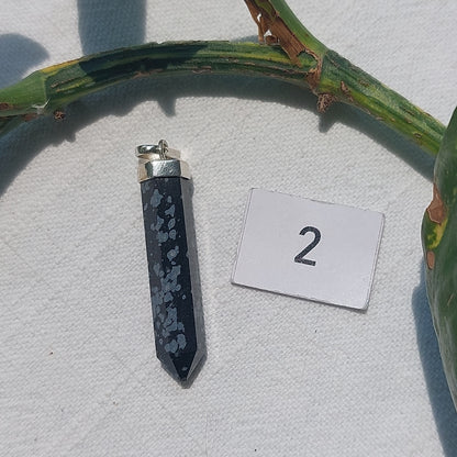 Snowflake Obsidian Point Sterling Silver Pendant - Sparrow and Fox