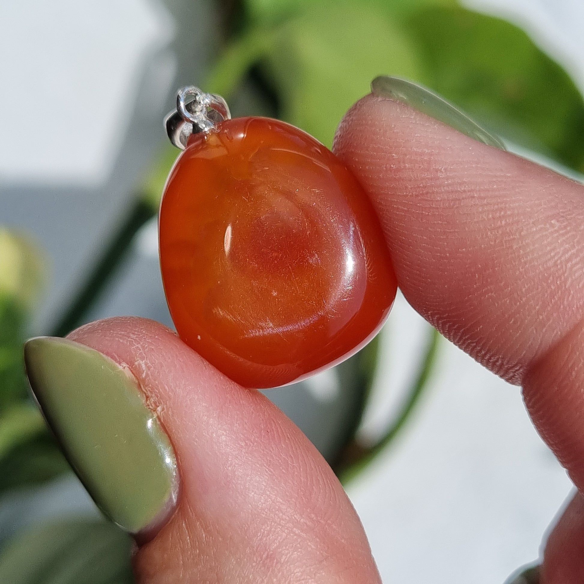 Carnelian Tumble Sterling Silver Pendant - Sparrow and Fox