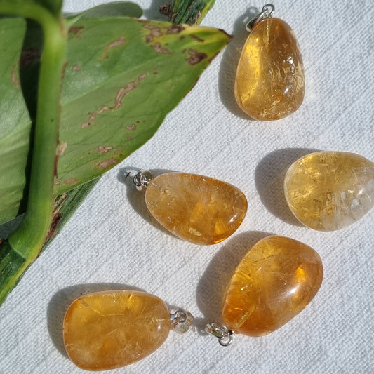 Citrine Tumble Sterling Silver Pendant - Sparrow and Fox