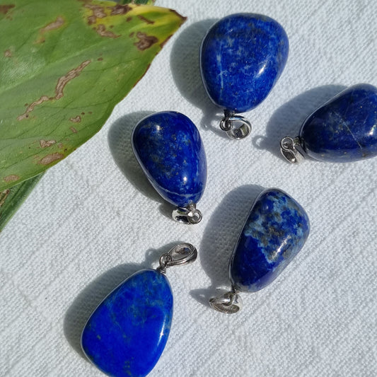Lapis Lazuli Tumble Sterling Silver Pendant - Sparrow and Fox