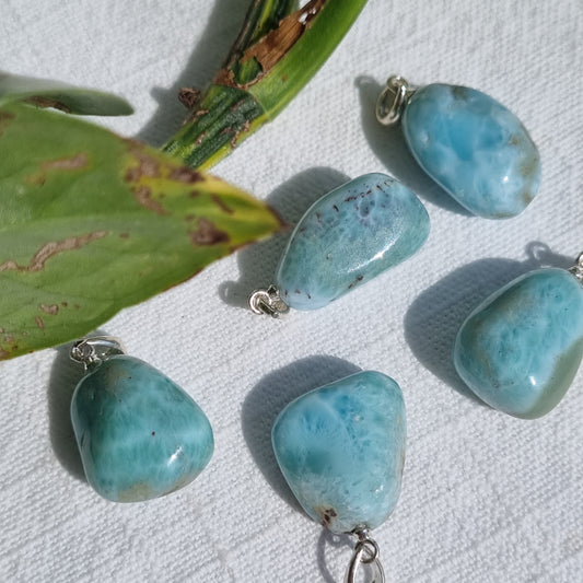 Larimar Tumble Sterling Silver Pendant - Sparrow and Fox