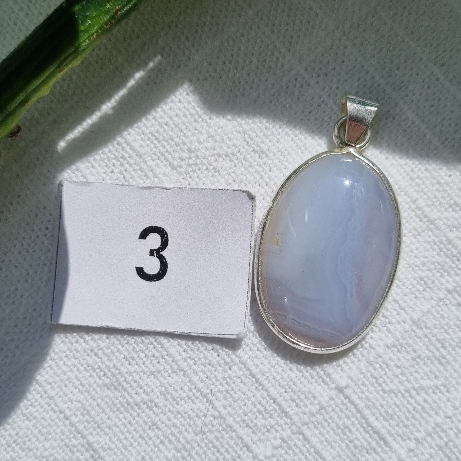 Blue Lace Agate Cabochon Sterling Silver Pendant - Sparrow and Fox