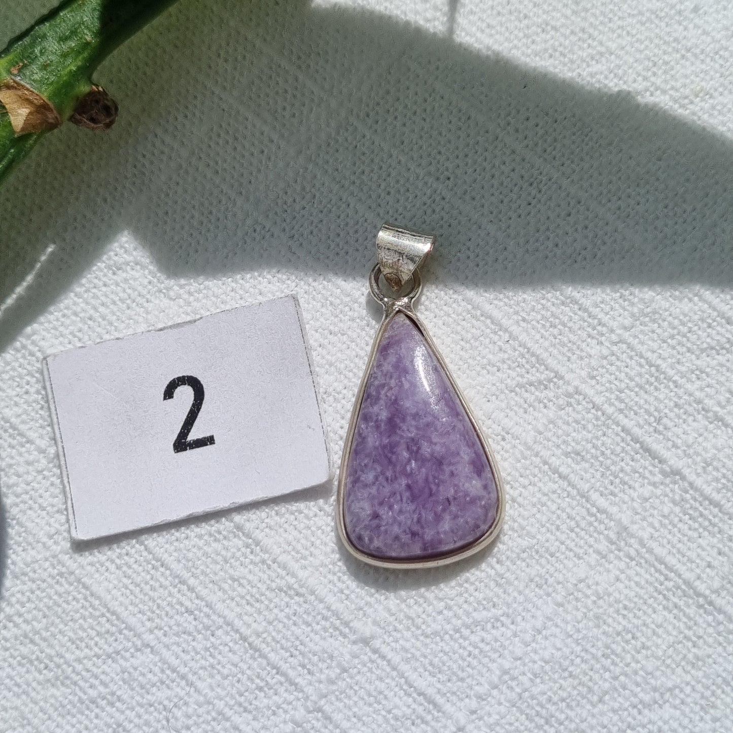 Lepidolite Cabochon Silver Pendant - Sparrow and Fox