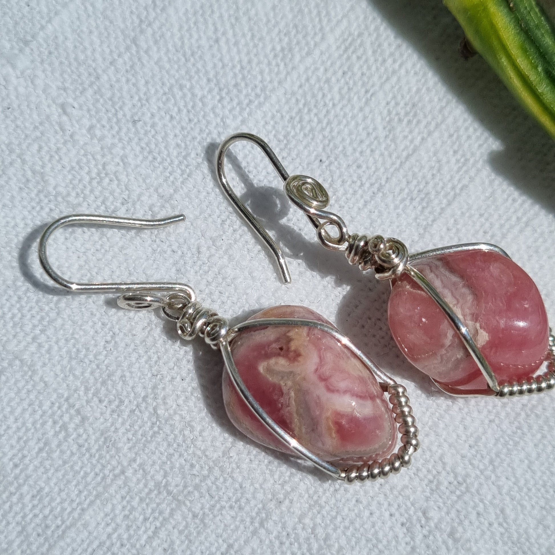 Rhodochrosite Tumble Silver Earrings – Ray of Sunshine - Sparrow and Fox