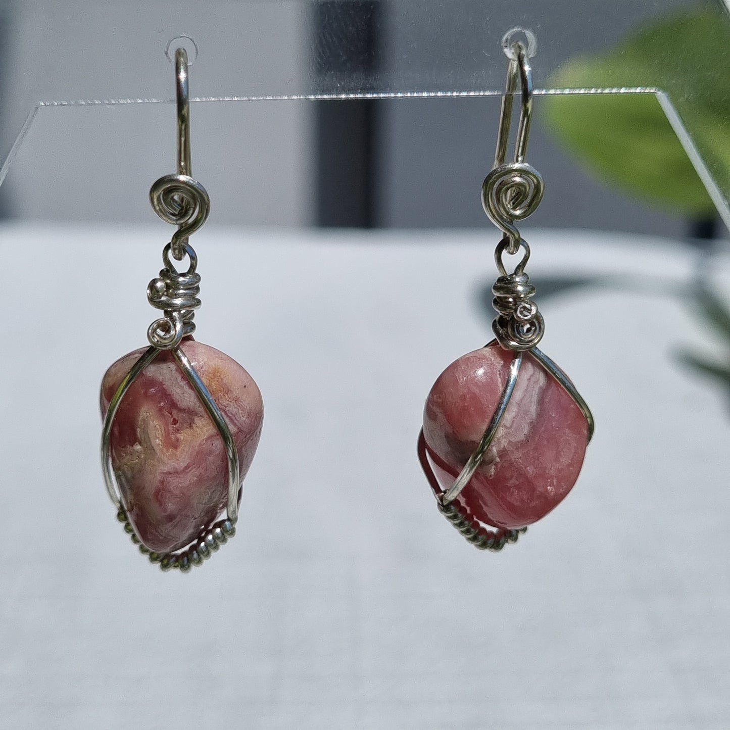 Rhodochrosite Tumble Silver Earrings – Ray of Sunshine - Sparrow and Fox