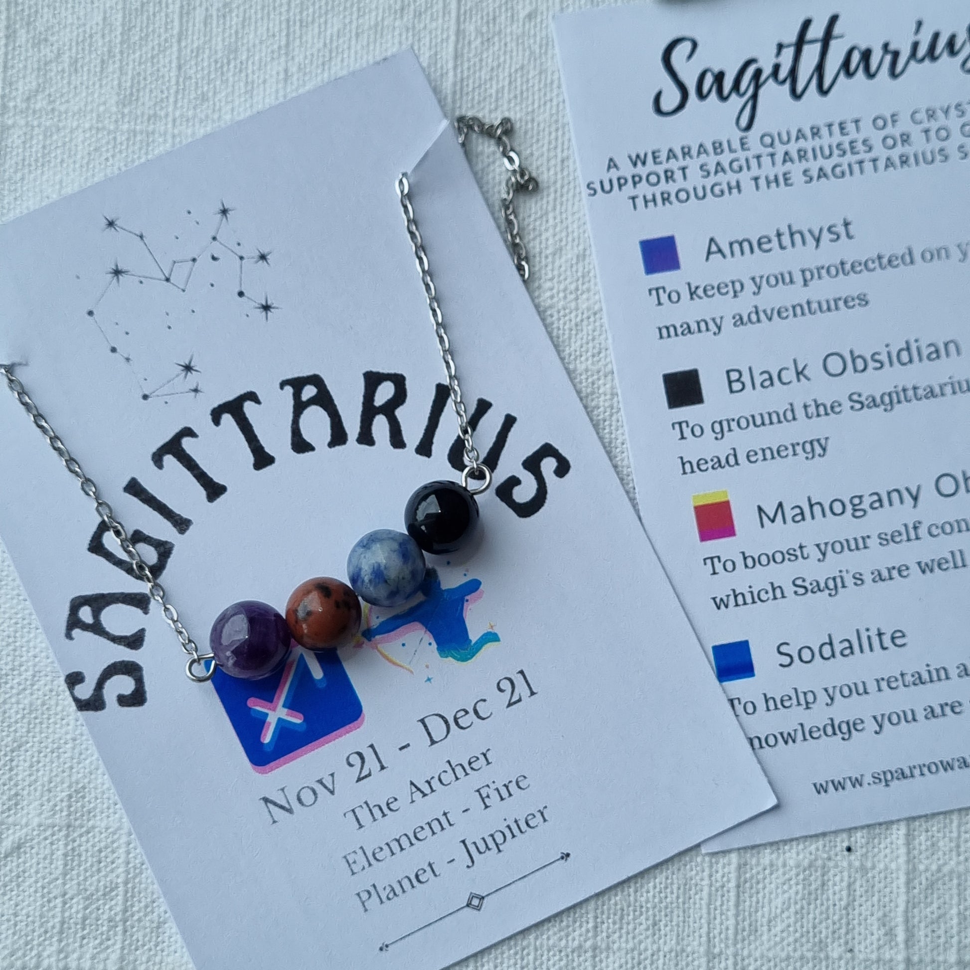 Sagittarius - Necklace Zodiac Birthstone Quartet - Limited Edition - Sparrow and Fox