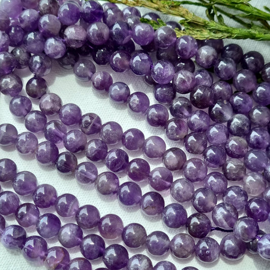 Amethyst Beads - 8mm round - A Grade - Sparrow and Fox