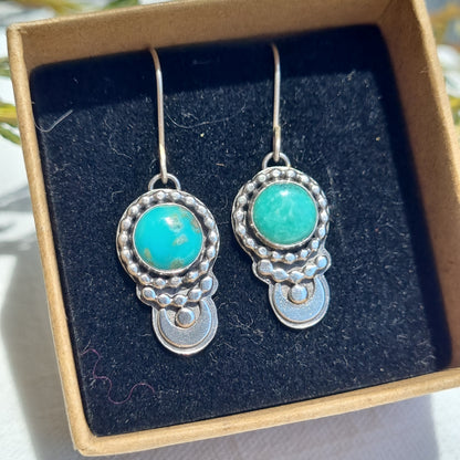 'Sister Luna' - Sterling Silver Earrings with Arizona Turquoise - Wendybird - Sparrow and Fox