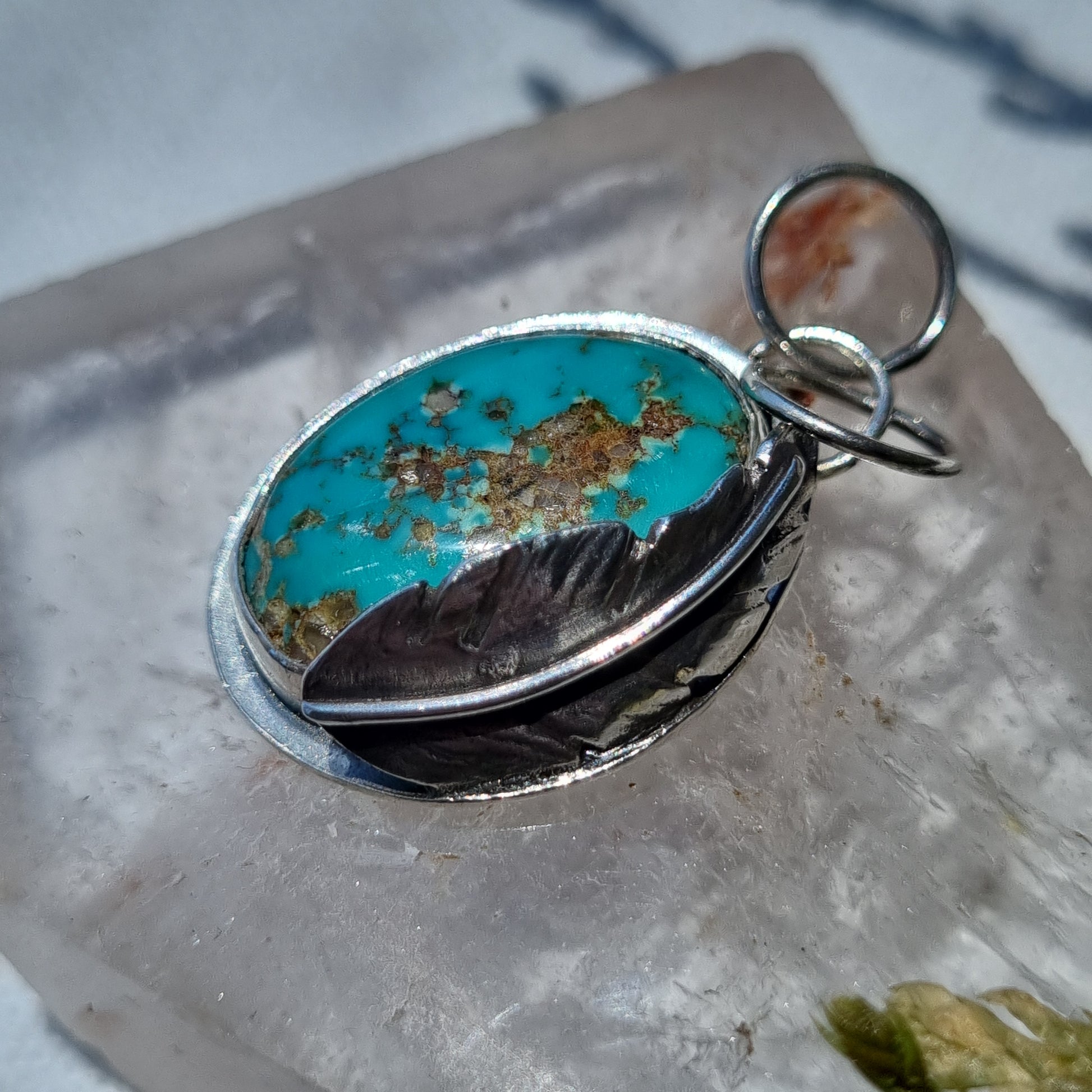 'Blue Jay' - Sterling Silver Pendant with Bamboo Mountain Turquoise - Wendybird - Sparrow and Fox