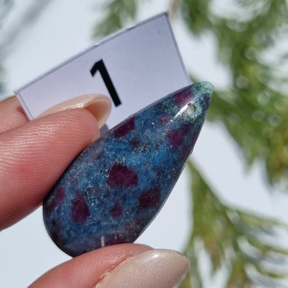 Ruby Kyanite Drilled Cabochon - Sparrow and Fox