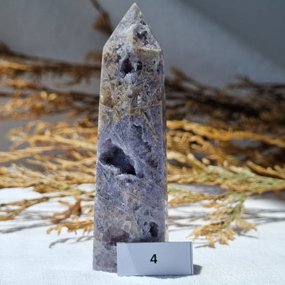 Purple Fluorite in Quartz Tower - Sparrow and Fox