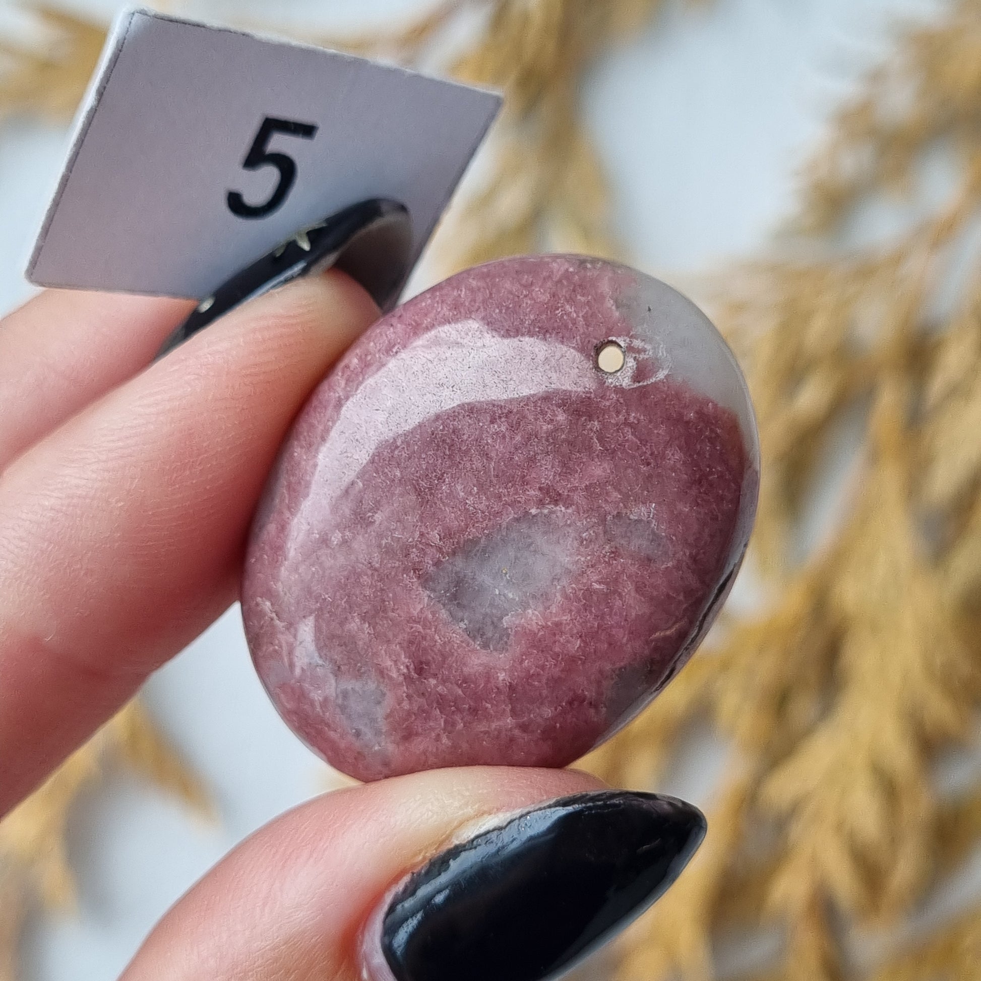 Rhodonite Drilled Cabochon - Sparrow and Fox
