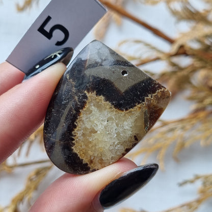 Septarian Drilled Cabochon - Sparrow and Fox