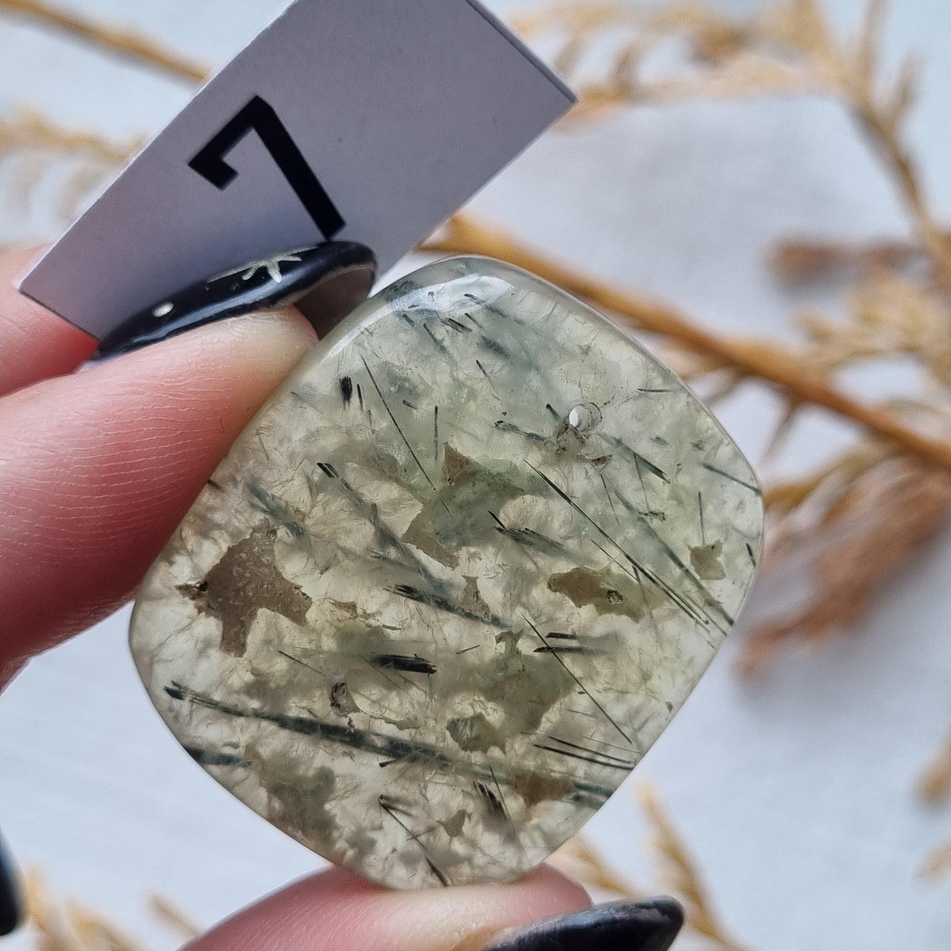 Prehnite Drilled Cabochon - Sparrow and Fox
