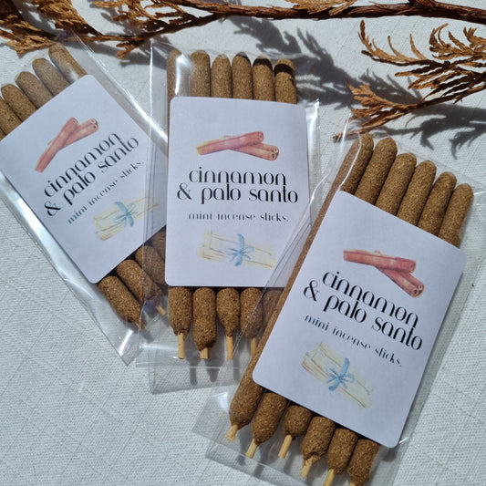Cinnamon & Palo Santo Mini Incense Sticks - 6 Pack - Sparrow and Fox