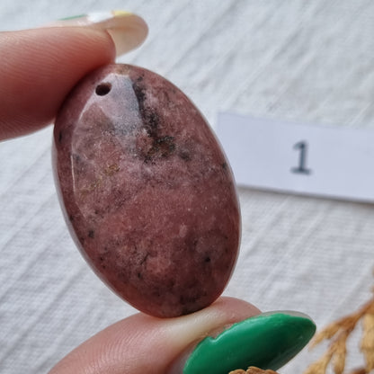 Rhodonite Drilled Cabochon - Sparrow and Fox