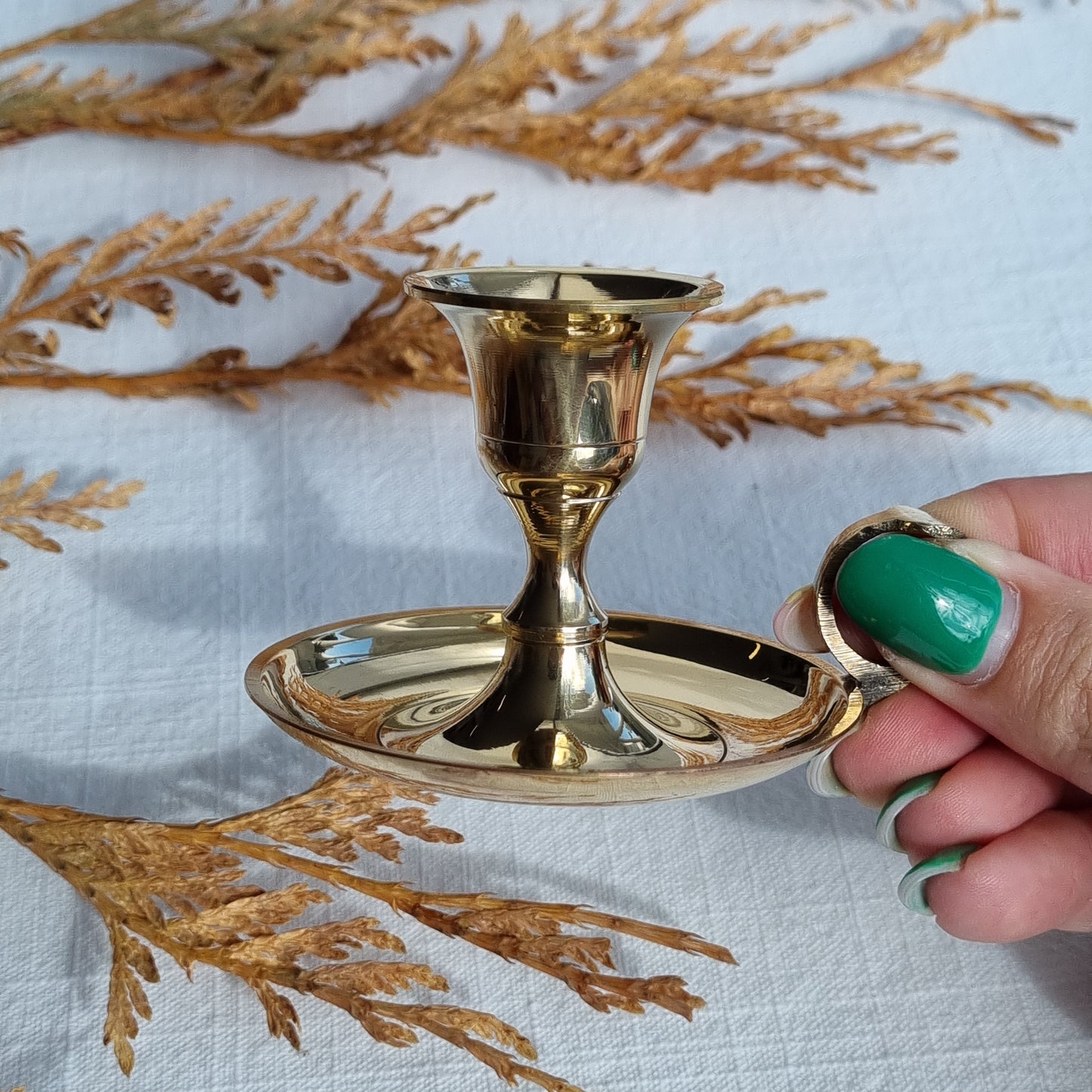 Brass Candle Holder with Handle - Sparrow and Fox