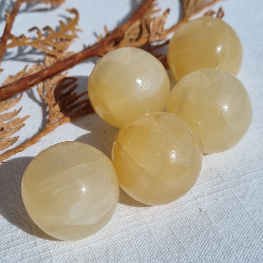 Yellow Calcite Sphere - 29mm - Sparrow and Fox