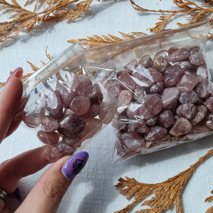 Strawberry Quartz Crystal Large Chips/ Small Tumbles - Sparrow and Fox