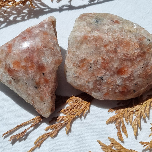 Sunstone Raw with One Face Polished - Sparrow and Fox