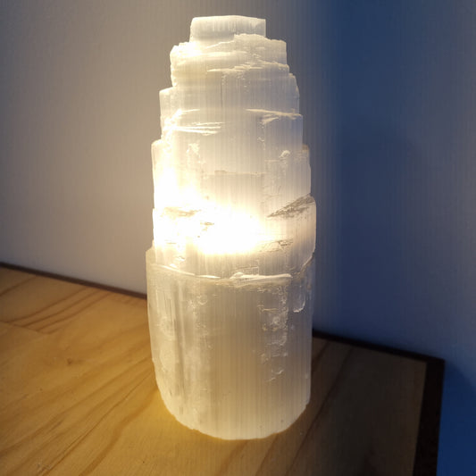Selenite Tower Lamp - Morocco - 1.93kg - Sparrow and Fox