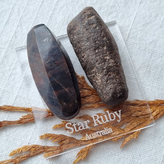 Star Ruby Specimen Polished & Rough Pair - Australia