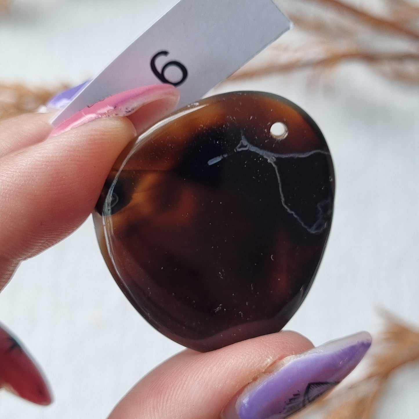 Black Agate - Dyed - Drilled Cabochon - Sparrow and Fox