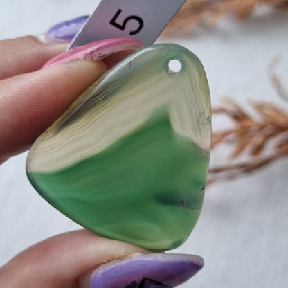 Green Agate - Dyed - Drilled Cabochon - Sparrow and Fox