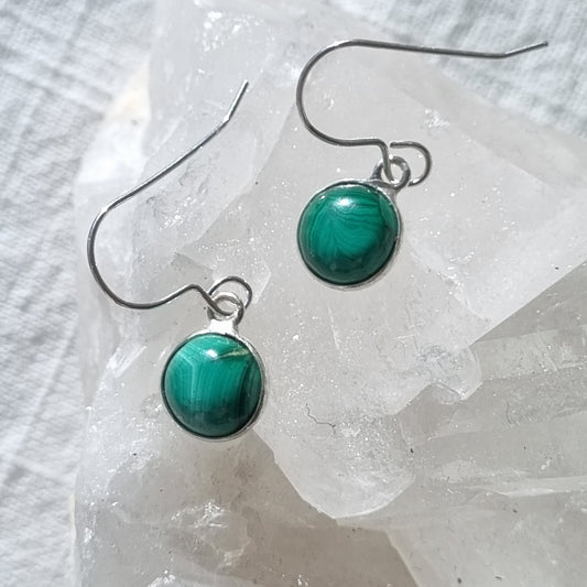 Malachite sterling silver earrings - Sparrow and Fox