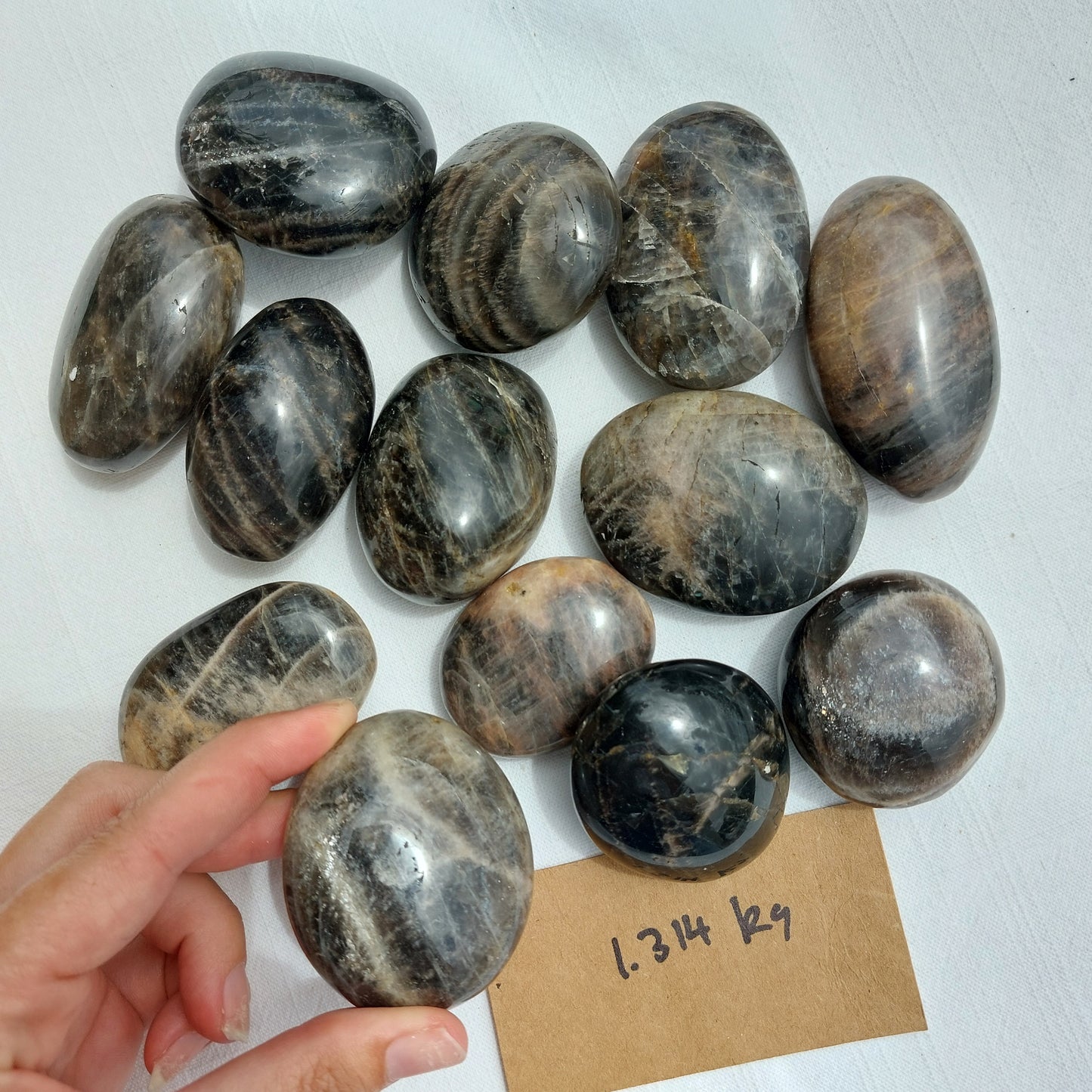 Black Moonstone Palm Stone - BULK - Madagascar - Over 1kg