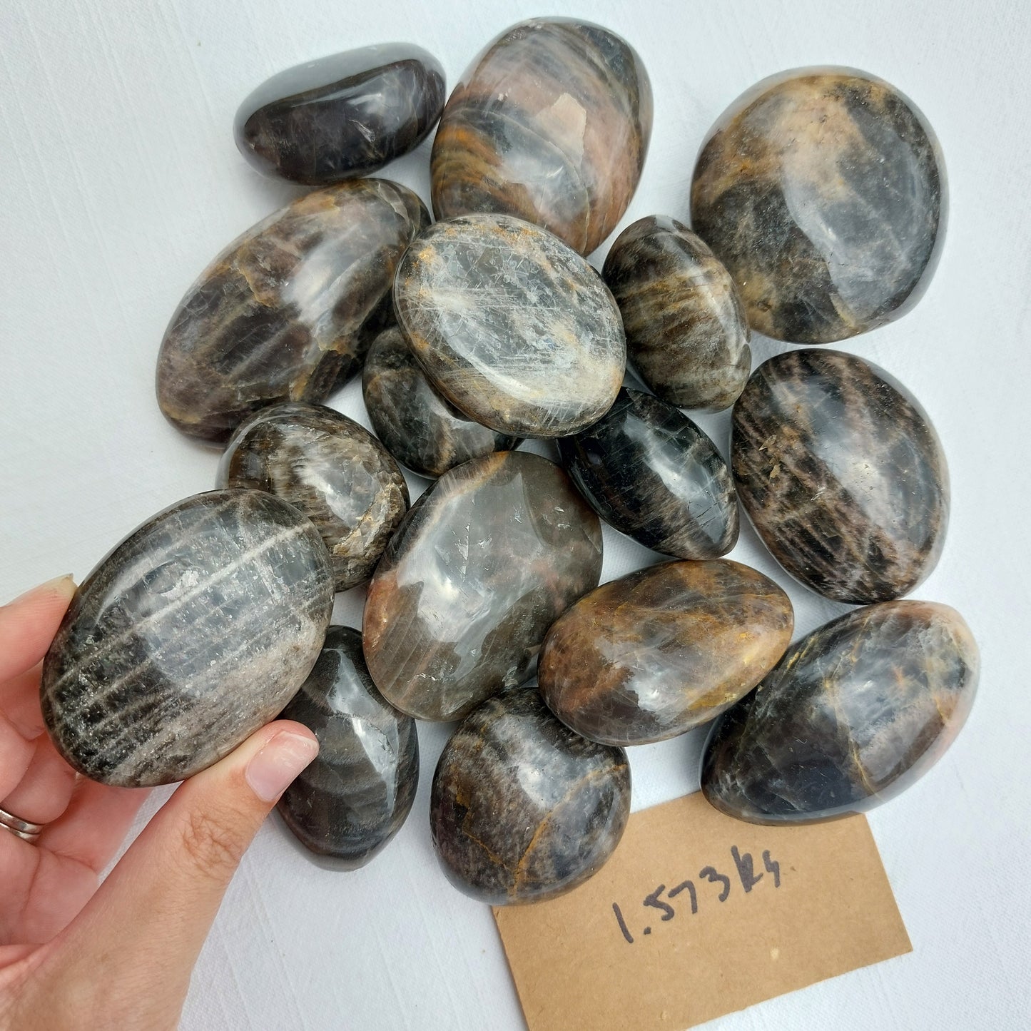 Black Moonstone Palm Stone - BULK - Madagascar - Over 1kg