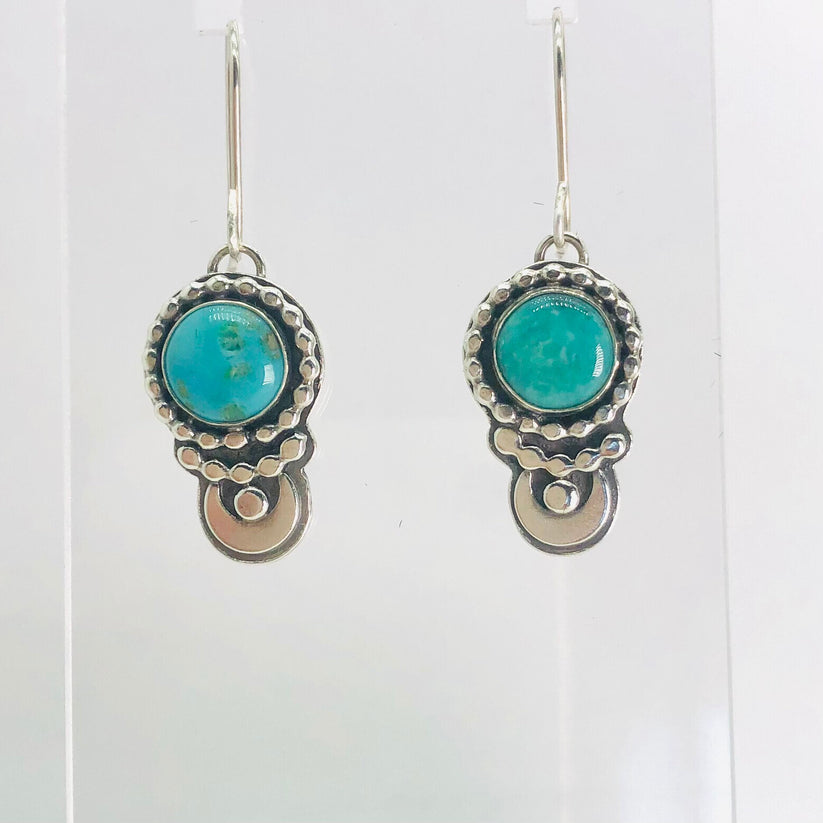 'Sister Luna' - Sterling Silver Earrings with Arizona Turquoise - Wendybird - Sparrow and Fox