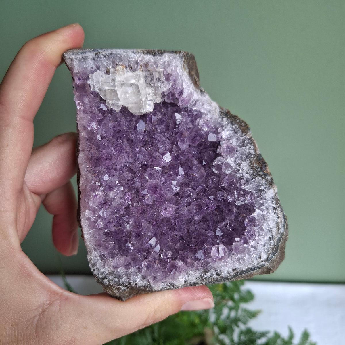 Amethyst with Calcite Standing Cluster - Brazil - 547 grams