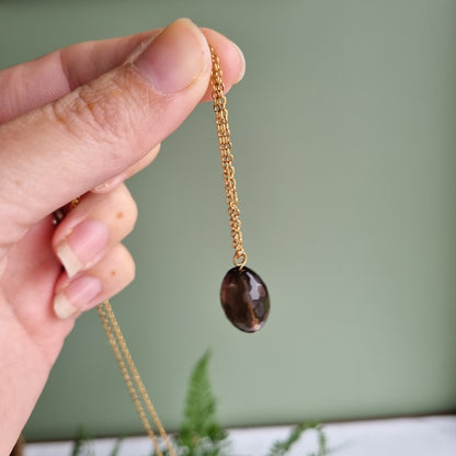 Smoky Quartz & Gold - Faceted Bead Necklace