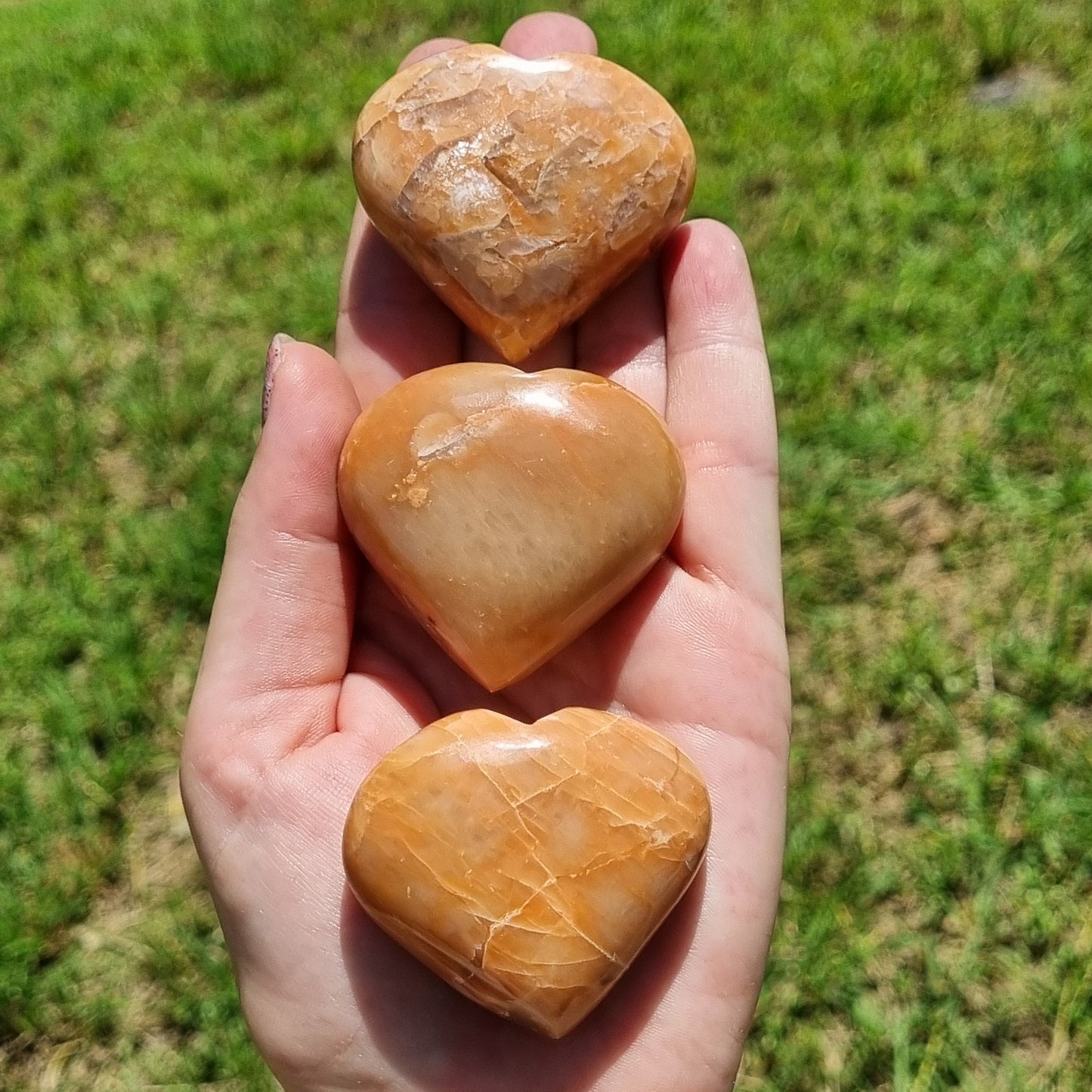 Peach Moonstone Heart