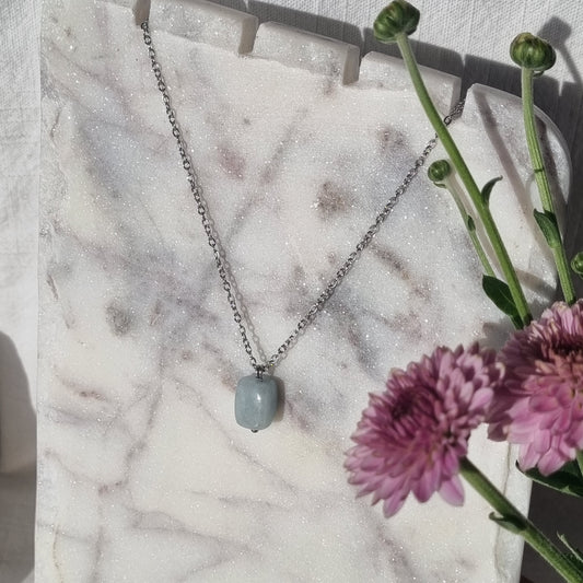 Aquamarine & Silver - Bead Necklace