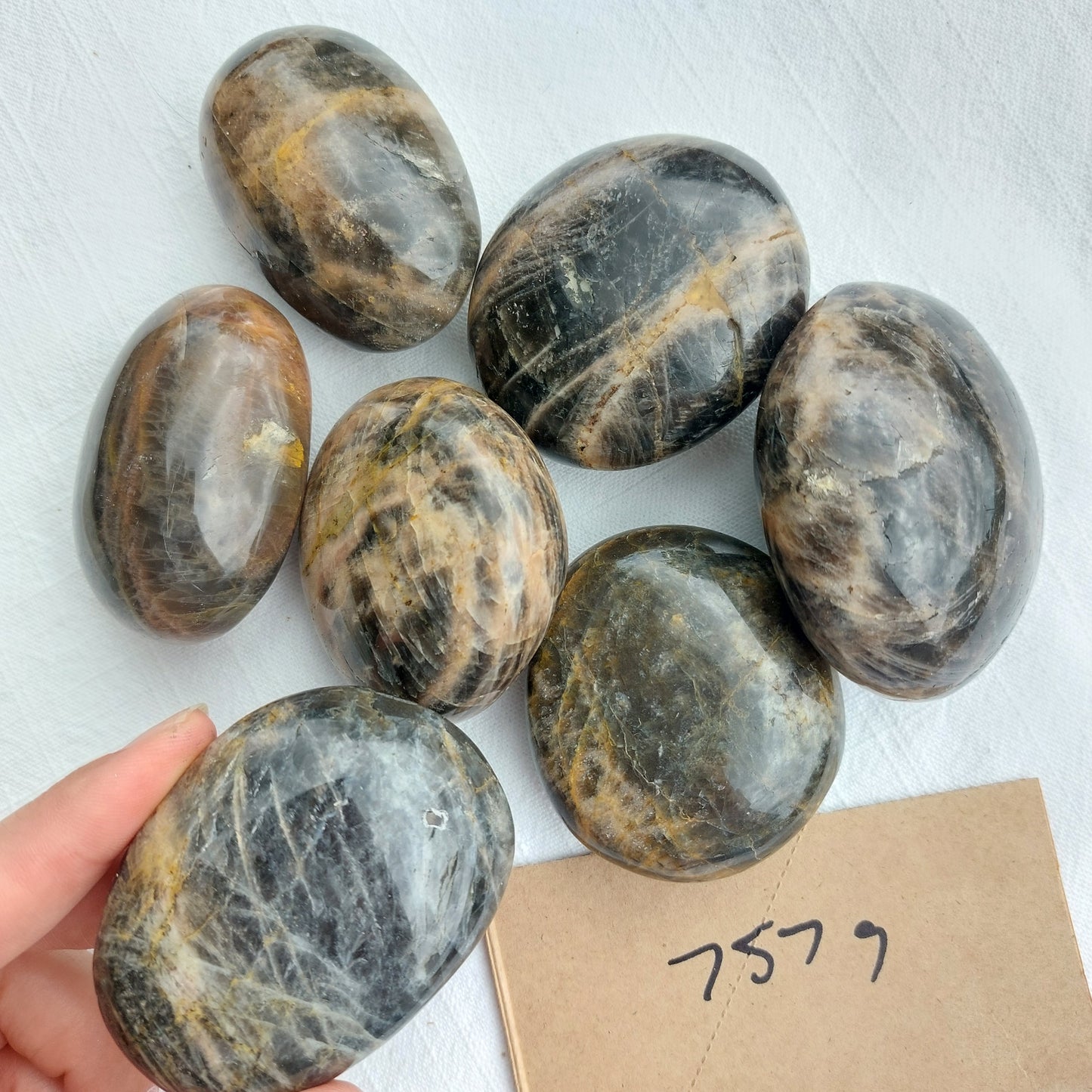 Black Moonstone Palm Stone - BULK - Madagascar - Under 1kg