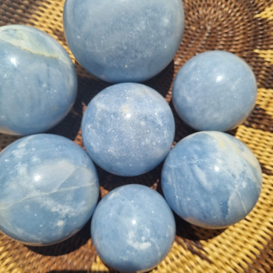 Blue Calcite Sphere - Madagascar