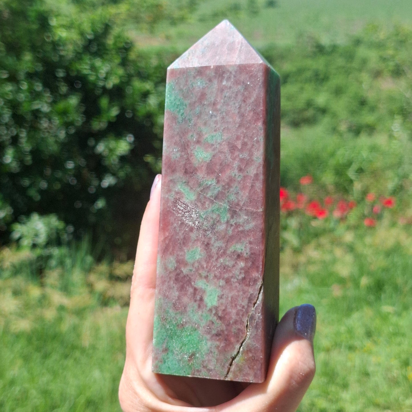 Eclogite (Omphite in Red Garnet) Tower - 621g