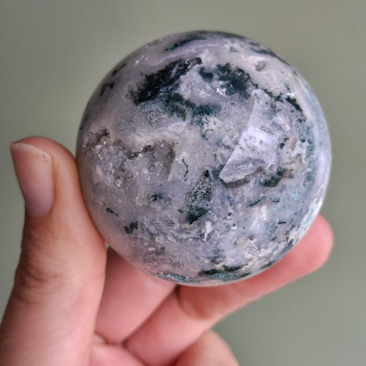 Moss Agate Sphere - Madagascar - 203g