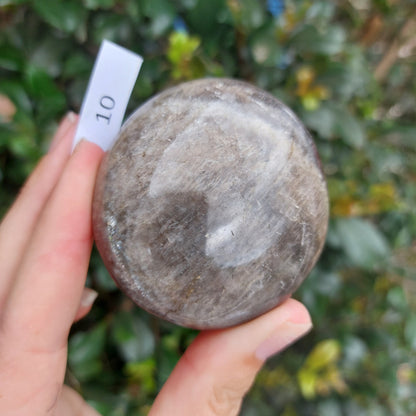 Black Moonstone Palm Stone - Madagascar - Nice flash!