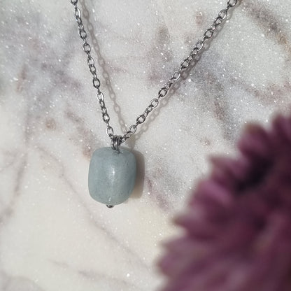Aquamarine & Silver - Bead Necklace