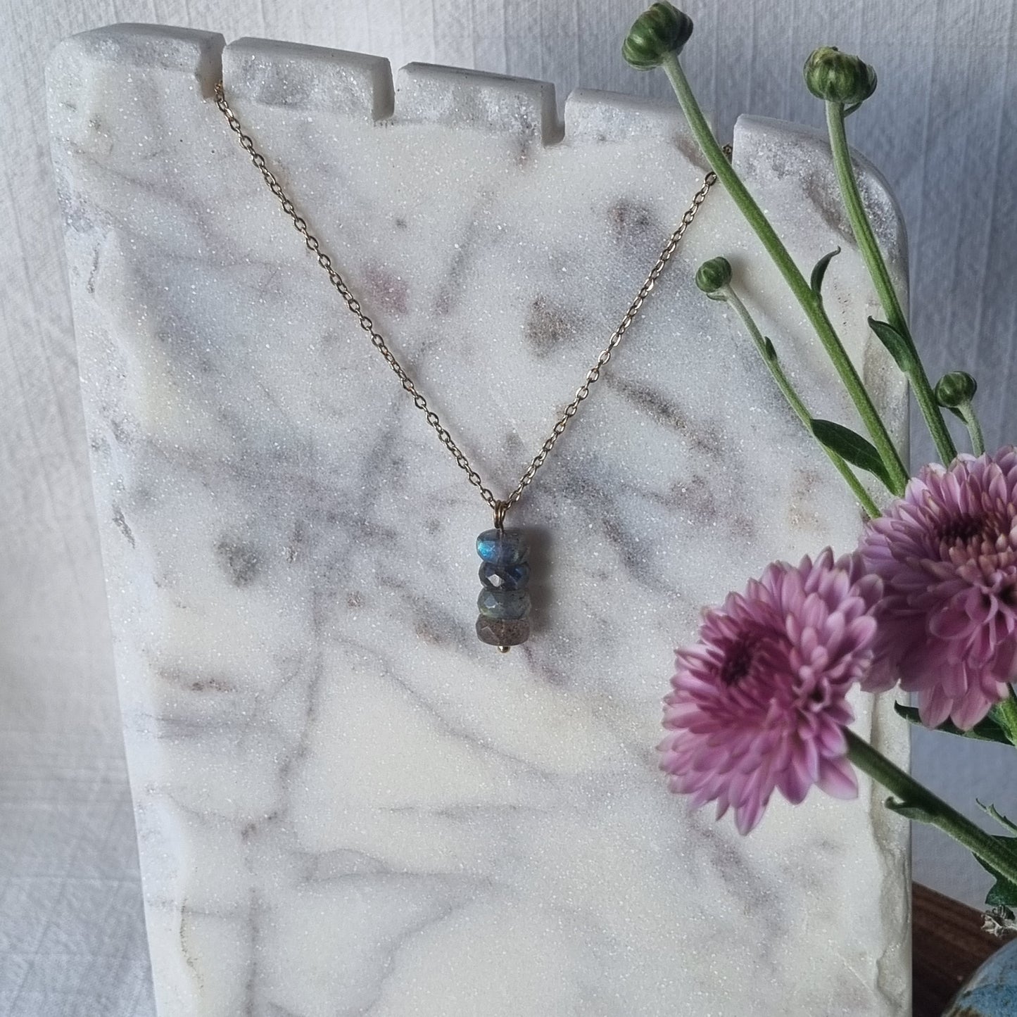 Labradorite & Gold - Faceted Bead Necklace