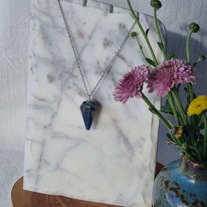 Sodalite & Silver - Pendulum Necklace