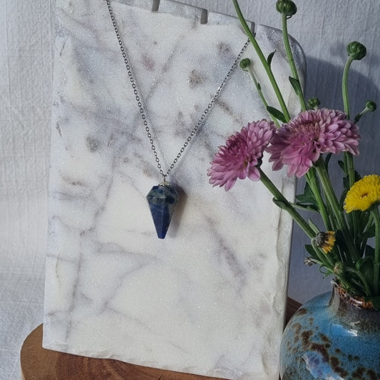 Sodalite & Silver - Pendulum Necklace