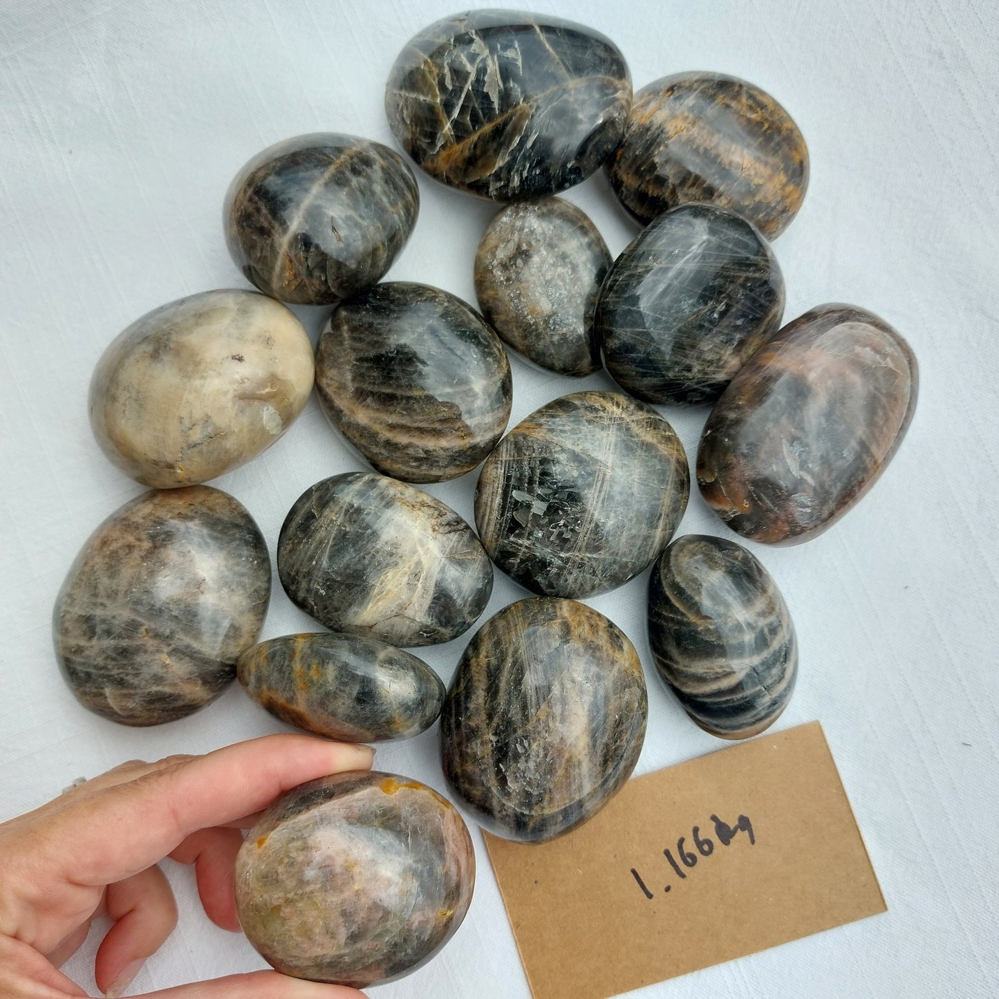 Black Moonstone Palm Stone - BULK - Madagascar - Over 1kg